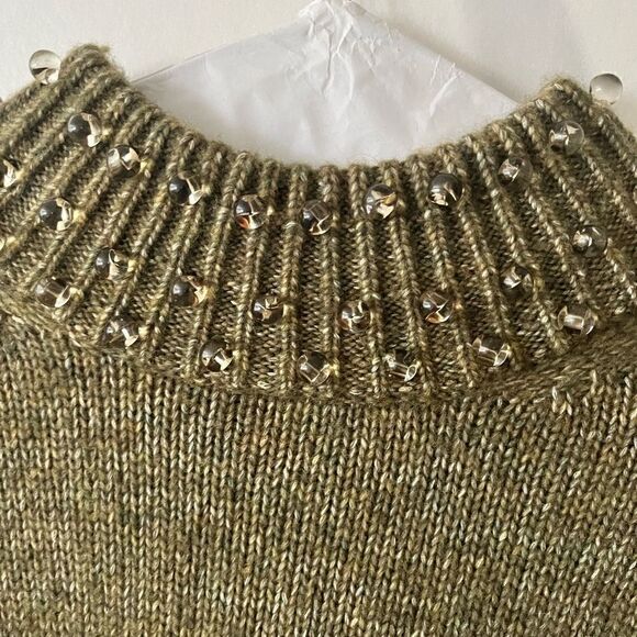 See by Chloe Green Wool Embellished Mock Neck Sweater Size L - Picture 6 of 6